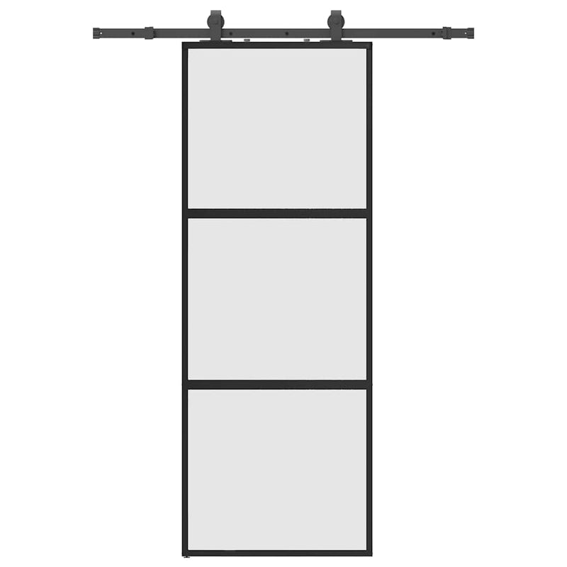 Load image into Gallery viewer, Vidaxl schuifdeur met beslagset 76x205 cm gehard glas zwart
