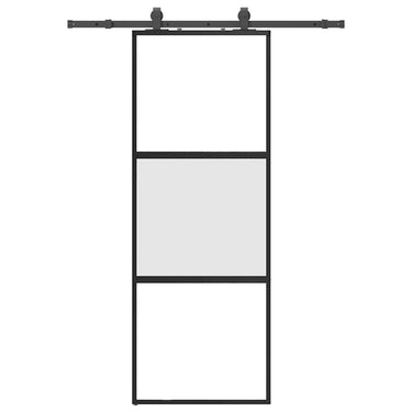 Vidaxl schuifdeur met beslagset 76x205 cm gehard glas zwart