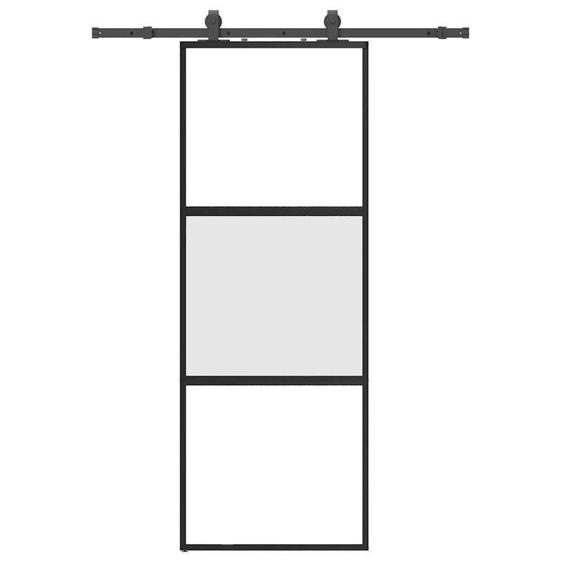Load image into Gallery viewer, Vidaxl schuifdeur met beslagset 76x205 cm gehard glas zwart
