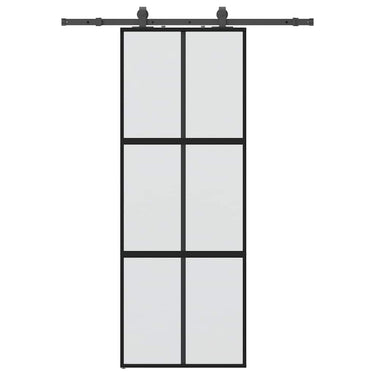Vidaxl schuifdeur met beslagset 76x205 cm gehard glas zwart