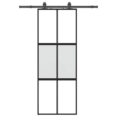 Vidaxl schuifdeur met beslagset 76x205 cm gehard glas zwart