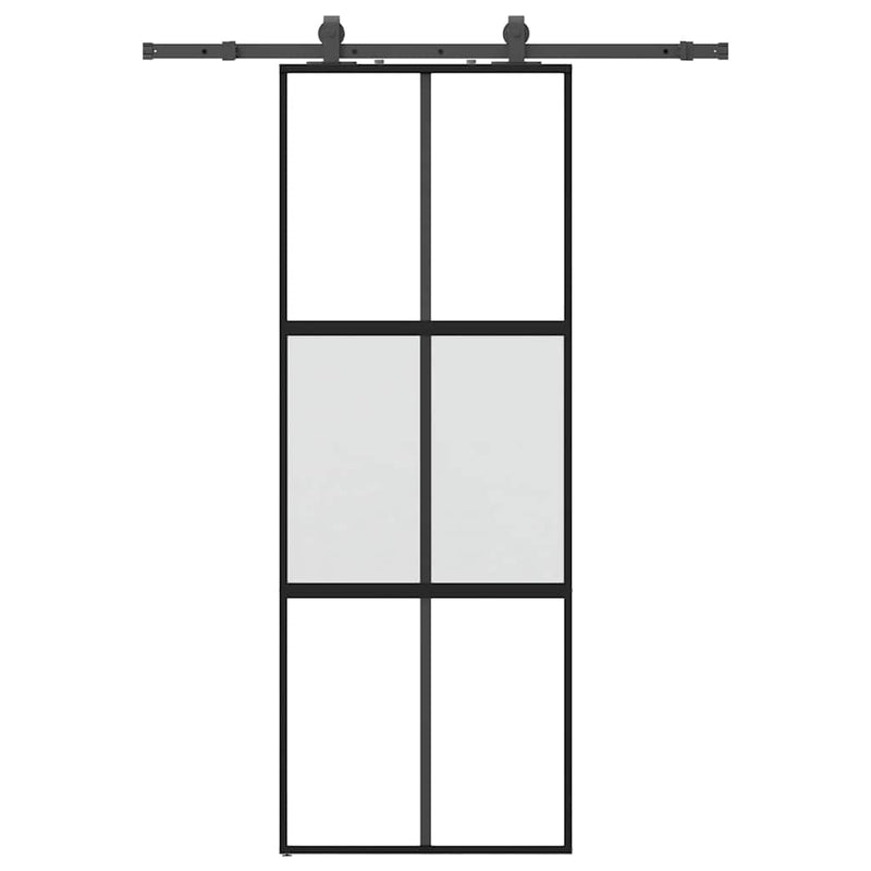 Load image into Gallery viewer, Vidaxl schuifdeur met beslagset 76x205 cm gehard glas zwart
