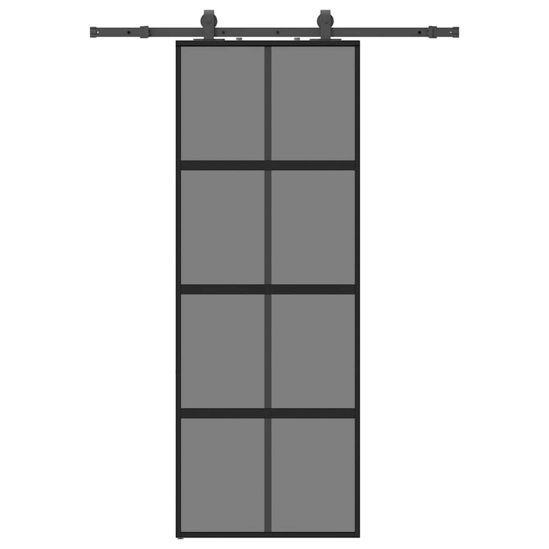 Load image into Gallery viewer, Vidaxl schuifdeur met beslagset 76x205 cm gehard glas zwart

