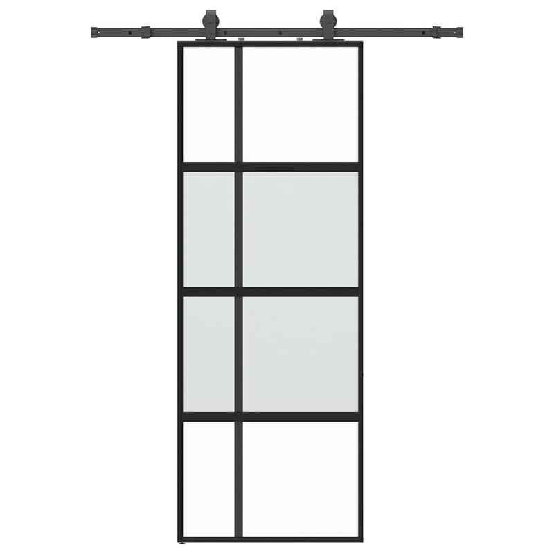 Load image into Gallery viewer, Vidaxl schuifdeur met beslagset 76x205 cm gehard glas zwart
