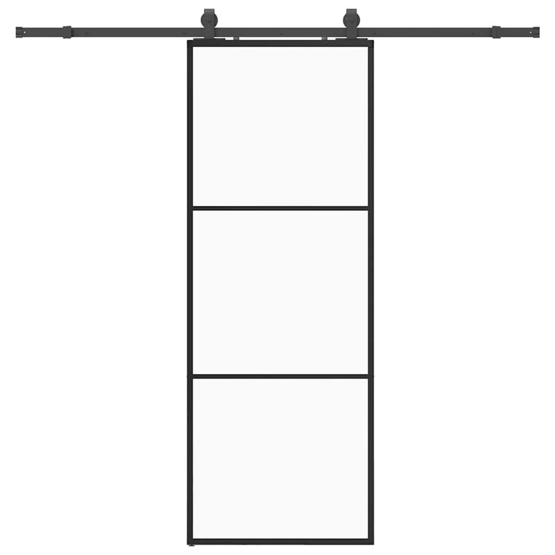 Load image into Gallery viewer, Vidaxl schuifdeur met beslagset 76x205 cm esg glas zwart
