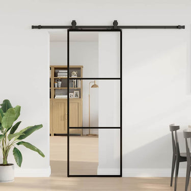 Vidaxl schuifdeur met beslagset 76x205 cm esg glas zwart