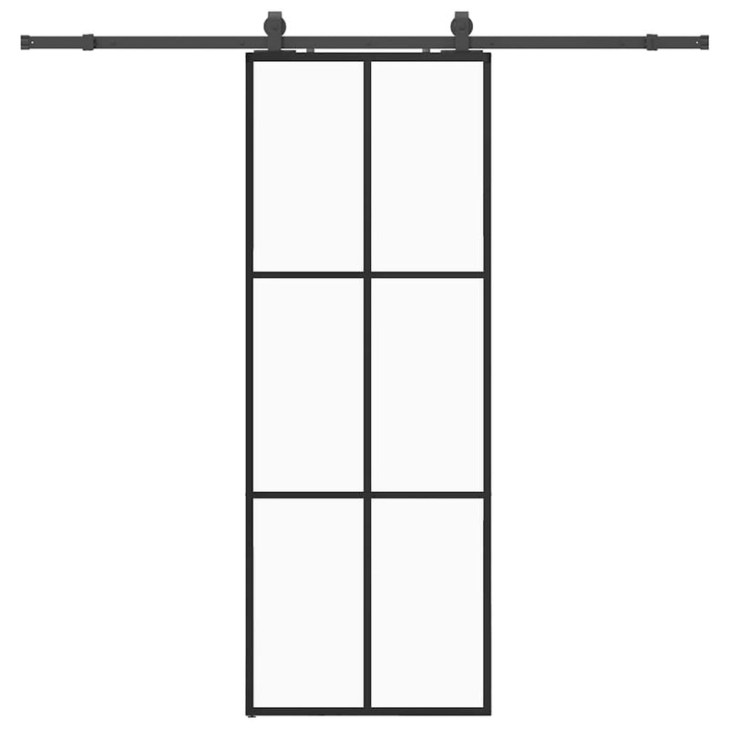 Load image into Gallery viewer, Vidaxl schuifdeur met beslagset 76x205 cm esg glas zwart
