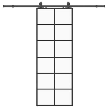 Vidaxl schuifdeur met beslagset 76x205 cm esg glas zwart