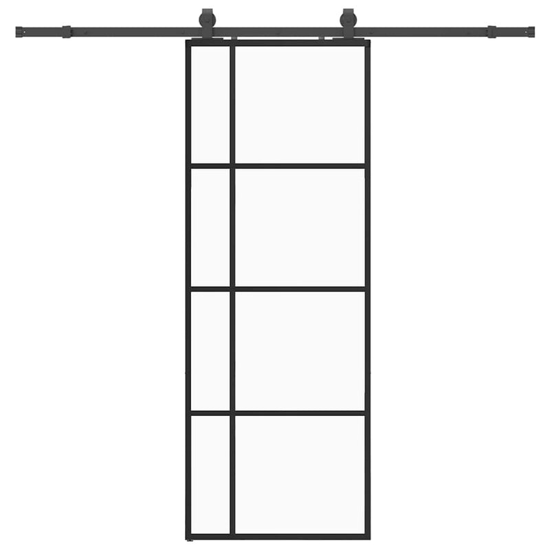 Load image into Gallery viewer, Vidaxl schuifdeur met beslagset 76x205 cm esg glas zwart
