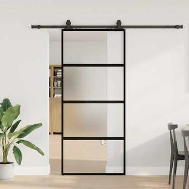 Vidaxl schuifdeur met beslagset 76x205 cm gehard glas zwart