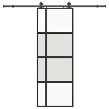 Vidaxl schuifdeur met beslagset 76x205 cm gehard glas zwart
