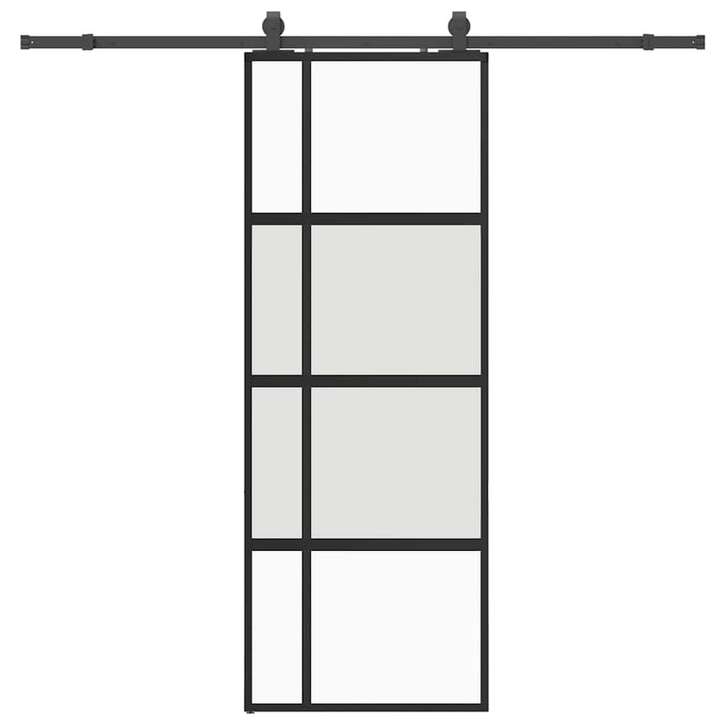 Load image into Gallery viewer, Vidaxl schuifdeur met beslagset 76x205 cm gehard glas zwart
