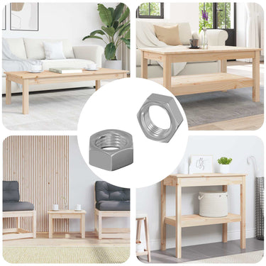 Vidaxl zeshoekige moeren 2 pcs zilver m6 staal