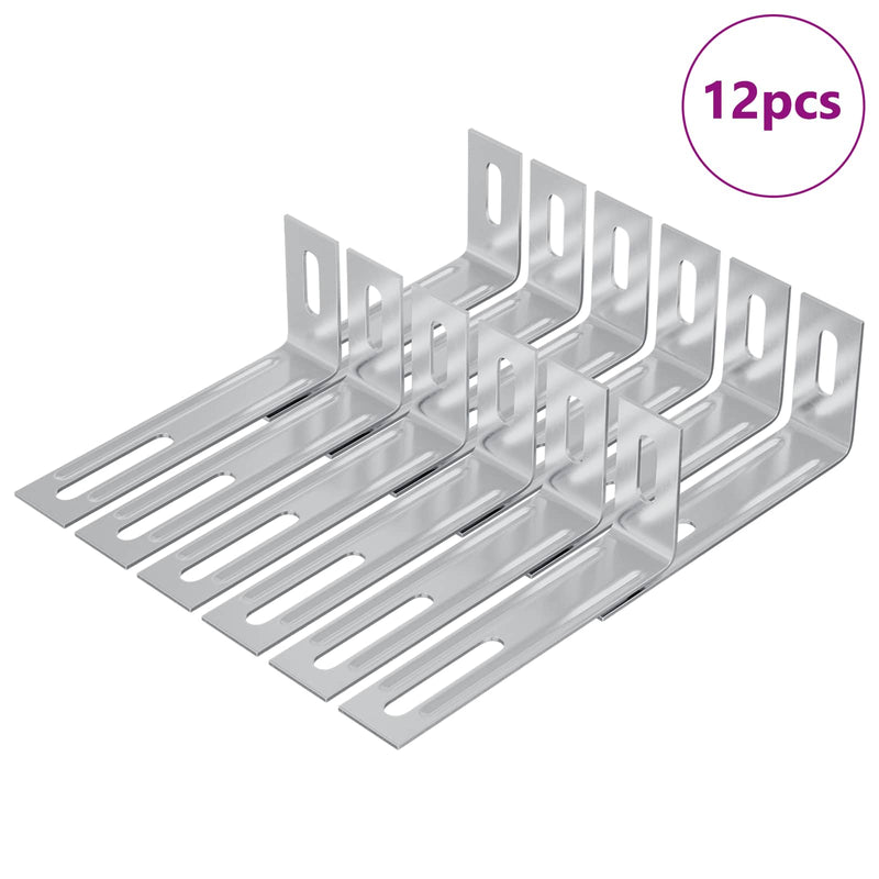 Load image into Gallery viewer, Vidaxl anti tip beugel effen 12 pcs zilver 74,5 x 15 x 32 mm ijzer

