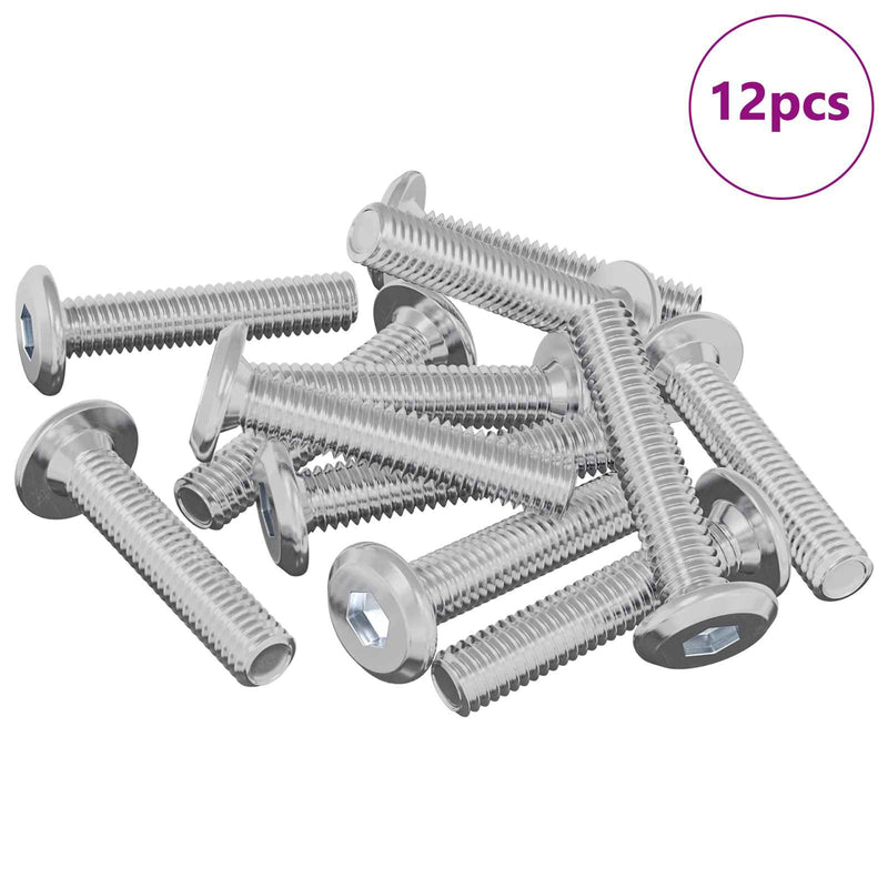 Load image into Gallery viewer, Vidaxl slotschroef effen 12 pcs zilver m6 x 30 mm staal
