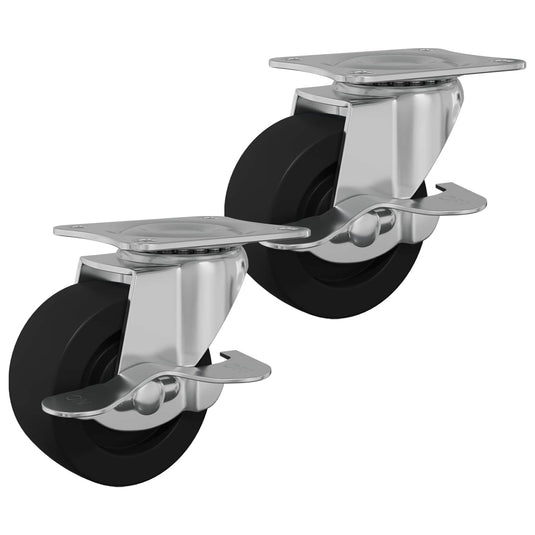 Vidaxl caster 2 pcs zwart en zilver 50,7 x 50,7 x 24,4 mm ijs en nylon