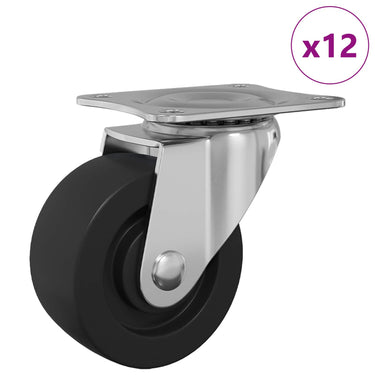 Vidaxl zwenkwiel 12 pcs zilver 60 x 60 x 50 mm ijs en nylon