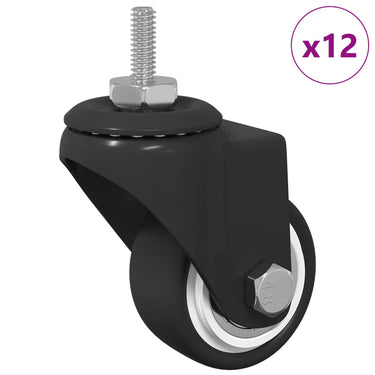 Vidaxl zwenkwiel 12 pcs zwart 40,4 x 40,4 x 19,7 mm ijs en nylon