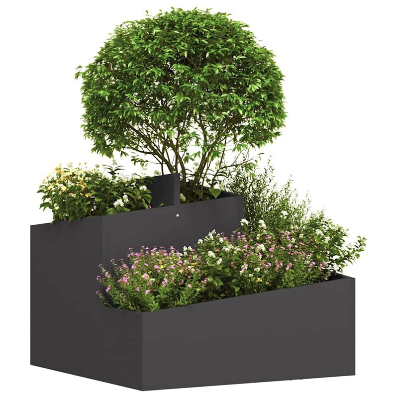 Load image into Gallery viewer, Vidaxl tuin bloempot zwart 60 x 60 x 50 cm koudgewalst staal
