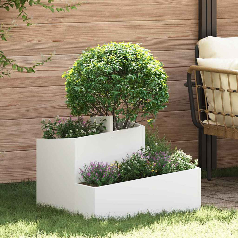 Load image into Gallery viewer, Vidaxl tuin bloempot wit 60 x 60 x 50 cm koudgewalst staal
