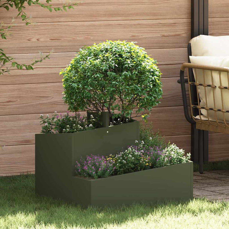 Load image into Gallery viewer, Vidaxl tuin bloempot olijf groen 60 x 60 x 50 cm koudgewalst staal
