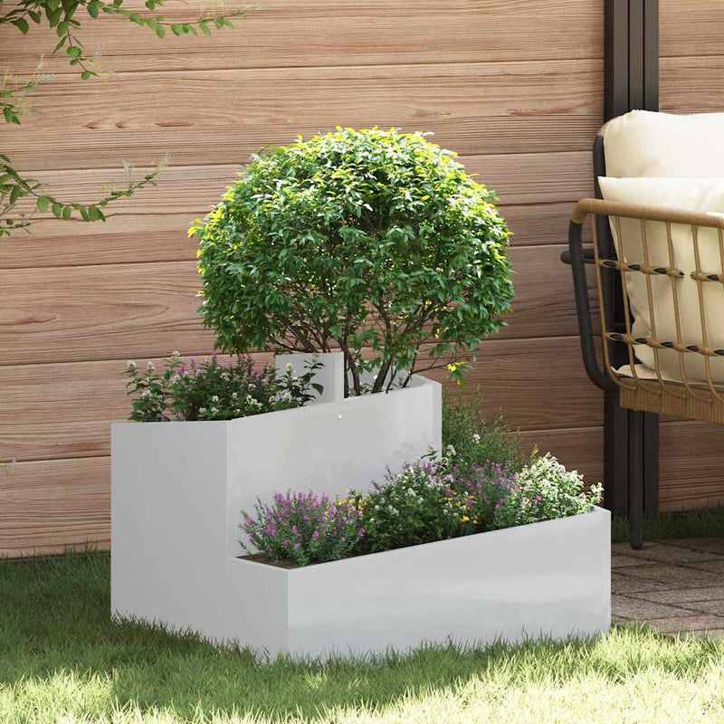 Load image into Gallery viewer, Vidaxl tuin bloempot zilver 60 x 60 x 50 cm gegalvaniseerd staal
