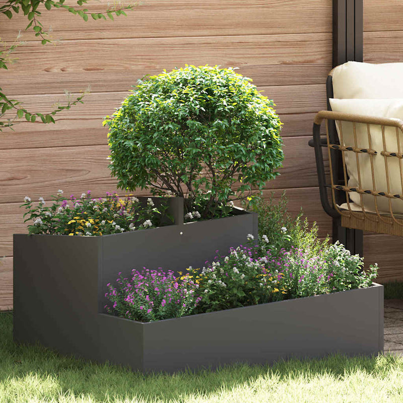 Load image into Gallery viewer, Vidaxl tuin bloempot zwart 80 x 80 x 50 cm koudgewalst staal
