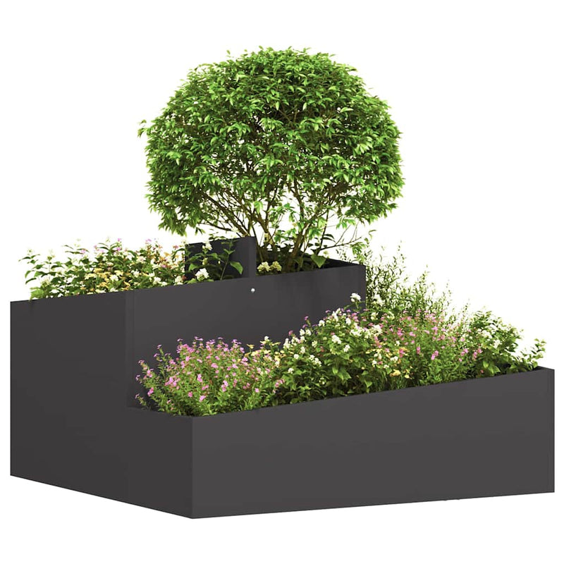 Load image into Gallery viewer, Vidaxl tuin bloempot zwart 80 x 80 x 50 cm koudgewalst staal
