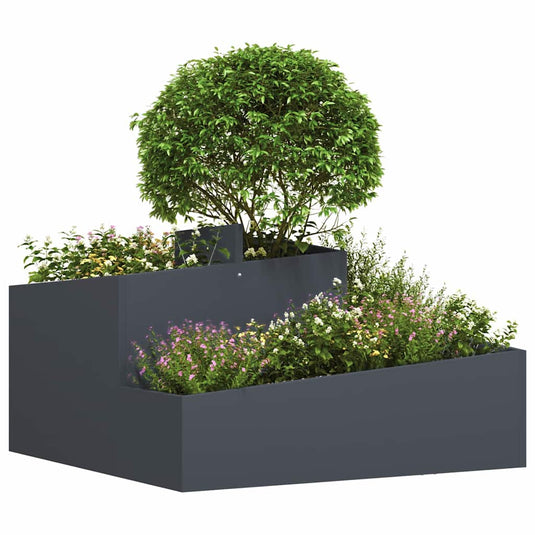 Vidaxl tuin bloempot antraciet 80 x 80 x 50 cm koudgewalst staal