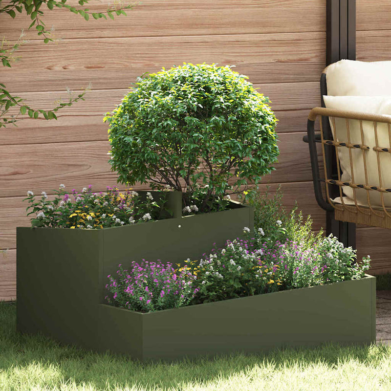 Load image into Gallery viewer, Vidaxl tuin bloempot olijf groen 80 x 80 x 50 cm koudgewalst staal
