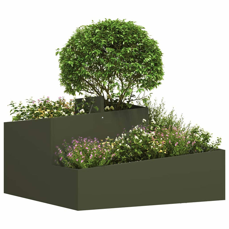 Load image into Gallery viewer, Vidaxl tuin bloempot olijf groen 80 x 80 x 50 cm koudgewalst staal
