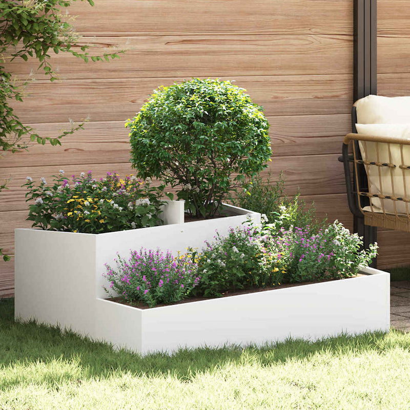Load image into Gallery viewer, Vidaxl tuin bloempot wit 100 x 100 x 50 cm koudgewalst staal
