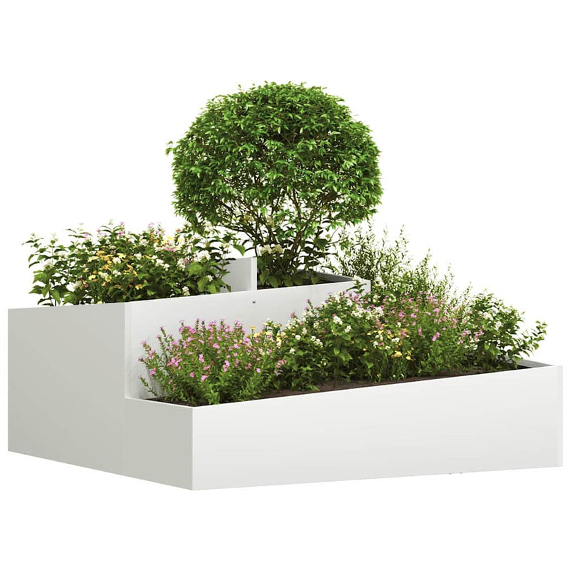 Load image into Gallery viewer, Vidaxl tuin bloempot wit 100 x 100 x 50 cm koudgewalst staal
