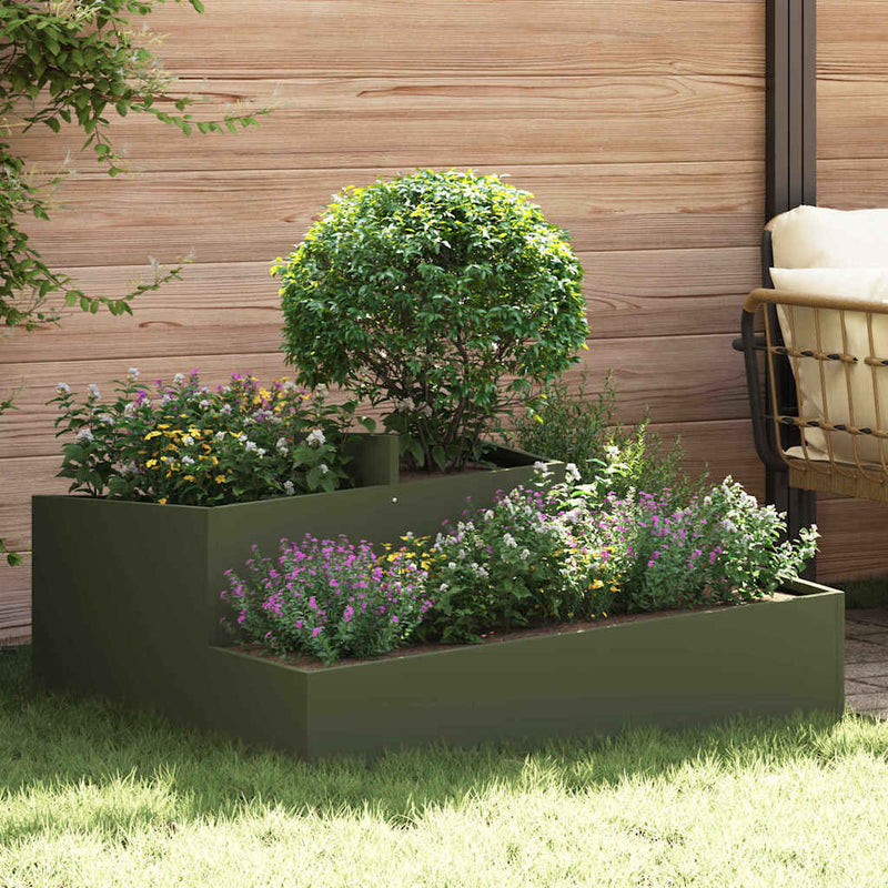 Load image into Gallery viewer, Vidaxl tuin bloempot olijf groen 100 x 100 x 50 cm koudgewalst staal
