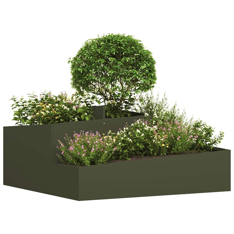 Load image into Gallery viewer, Vidaxl tuin bloempot olijf groen 100 x 100 x 50 cm koudgewalst staal
