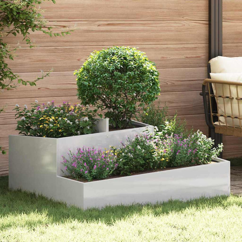 Load image into Gallery viewer, Vidaxl tuin bloempot zilver 100 x 100 x 50 cm roestvrij staal
