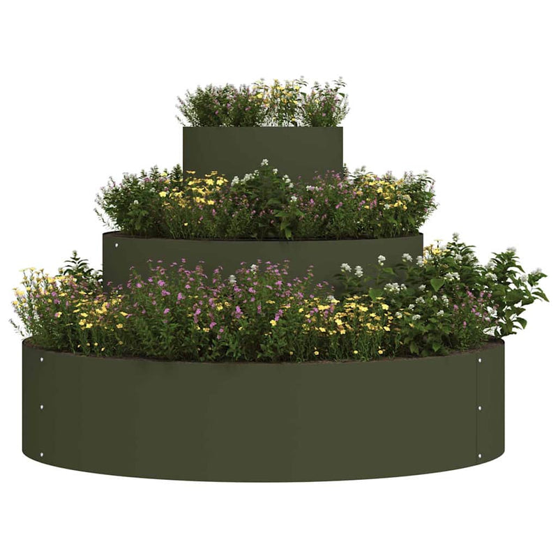 Load image into Gallery viewer, Vidaxl tuin bloempot olijf groen 90 x 90 x 20 cm koudgewalst staal
