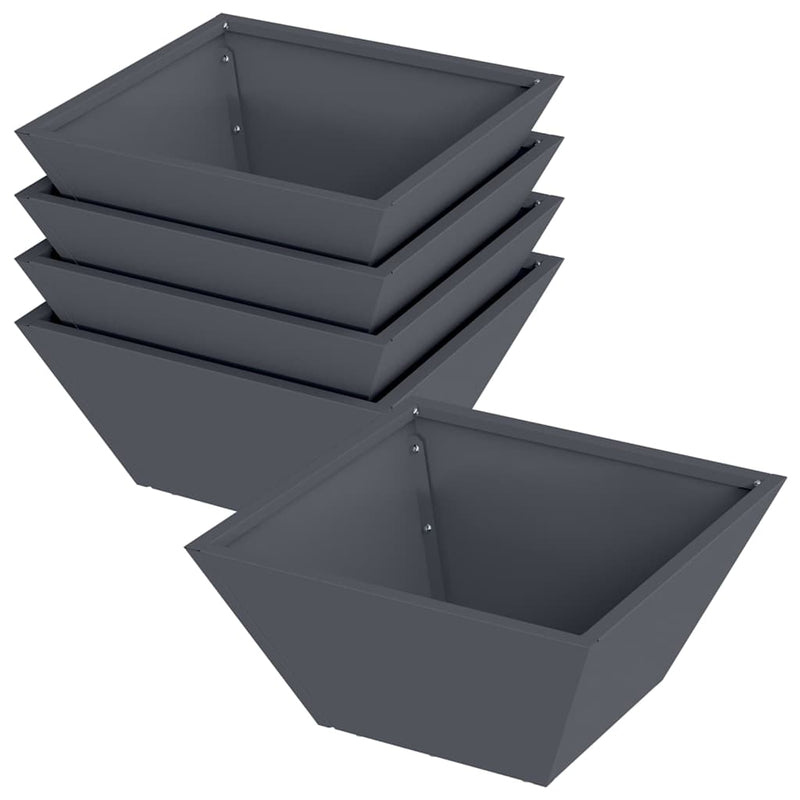 Load image into Gallery viewer, Vidaxl tuin bloempot 5 pcs antraciet 35 x 35 x 15 cm koudgewalst staal
