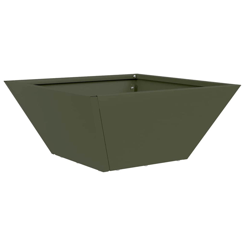 Load image into Gallery viewer, Vidaxl tuin bloempot olijf groen 35 x 35 x 15 cm koudgewalst staal
