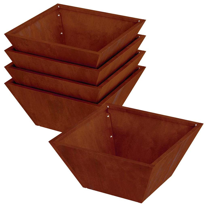 Load image into Gallery viewer, Vidaxl tuin bloempot 5 pcs roestig 35 x 35 x 15 cm cortenstaal

