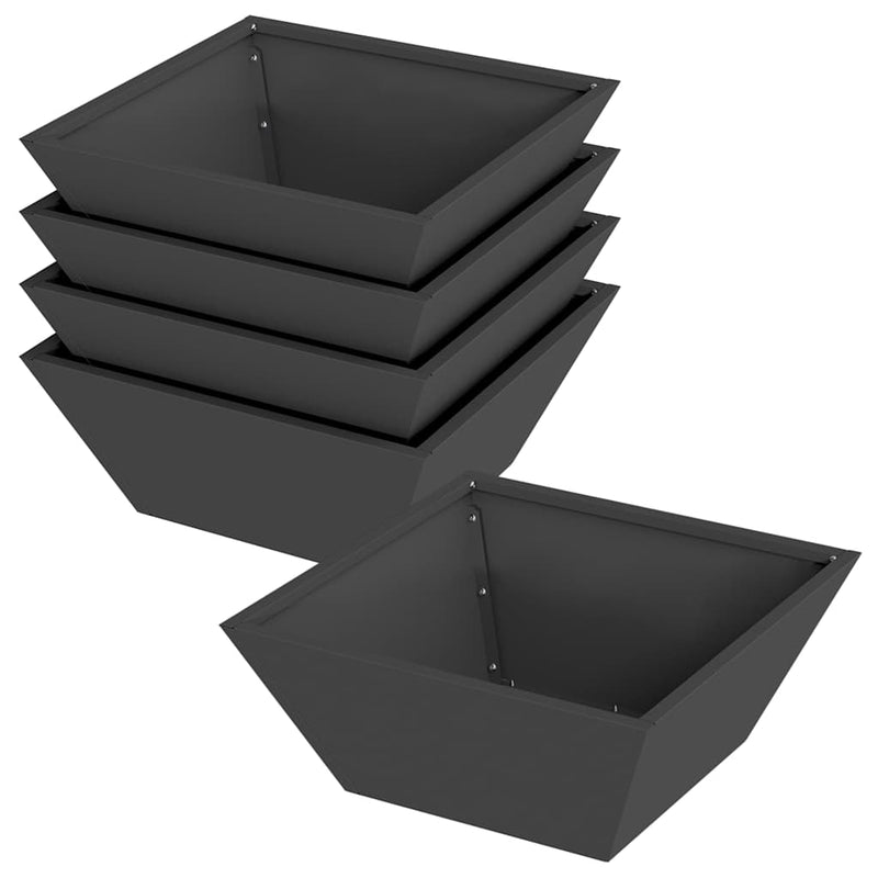 Load image into Gallery viewer, Vidaxl tuin bloempot 5 pcs zwart 40 x 40 x 15 cm koudgewalst staal
