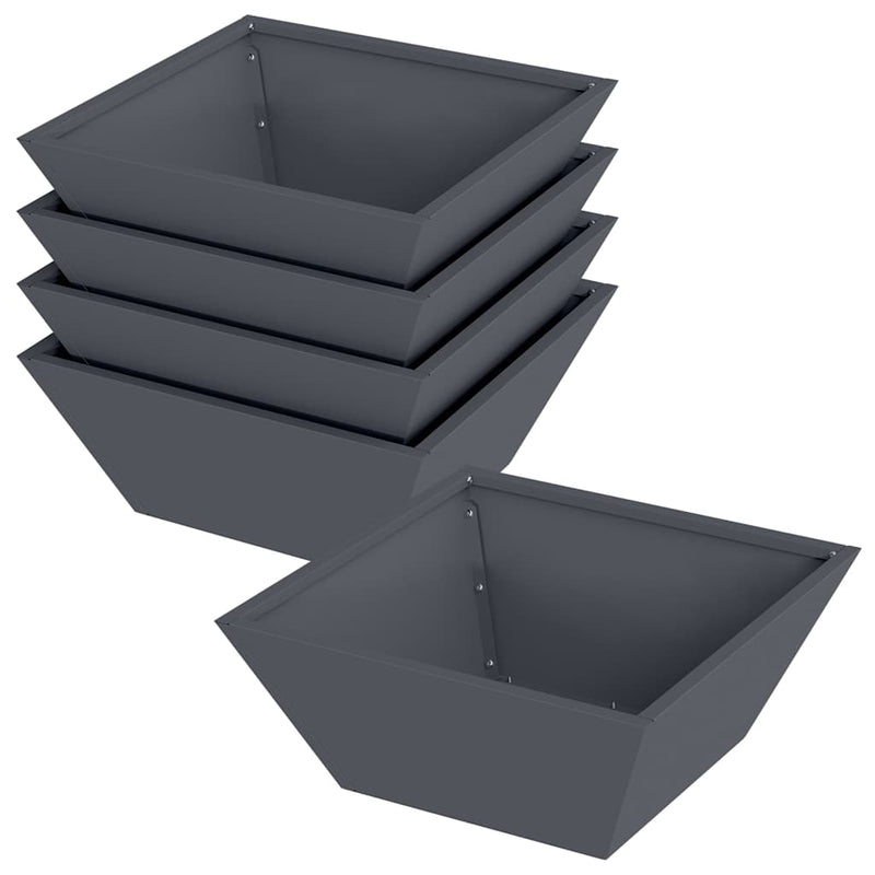 Load image into Gallery viewer, Vidaxl tuin bloempot 5 pcs antraciet 40 x 40 x 15 cm koudgewalst staal

