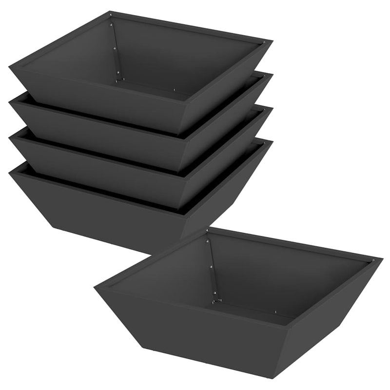 Load image into Gallery viewer, Vidaxl tuin bloempot 5 pcs zwart 50 x 50 x 15 cm koudgewalst staal
