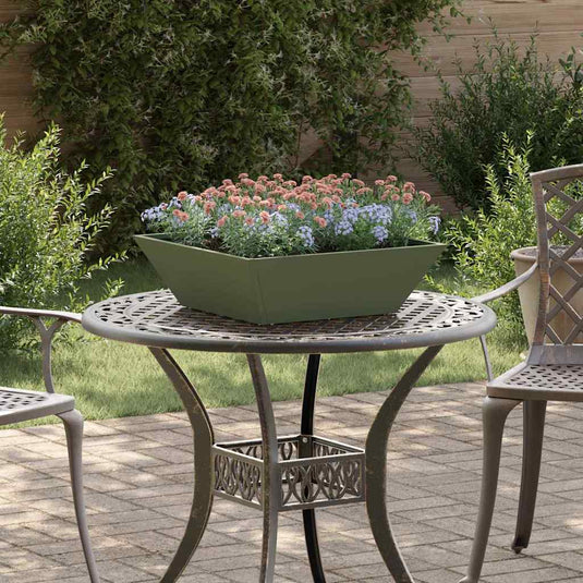 Vidaxl tuin bloempot olijf groen 50 x 50 x 15 cm koudgewalst staal