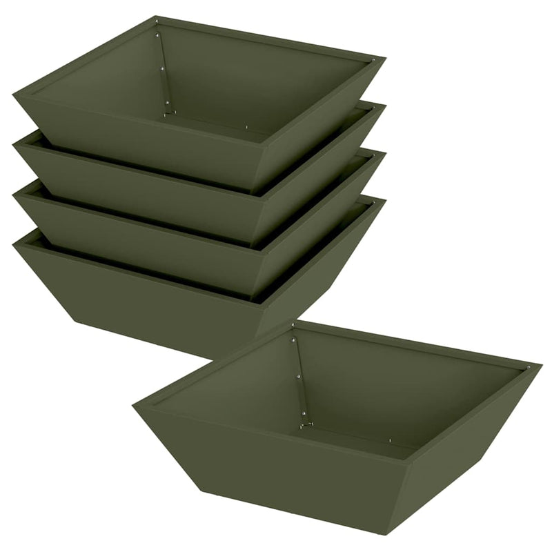 Load image into Gallery viewer, Vidaxl tuin bloempot 5 pcs olijf groen 50 x 50 x 15 cm
