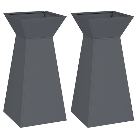 Vidaxl pilaar plantenbak 2 pcs antraciet 35 x 35 x 73 cm