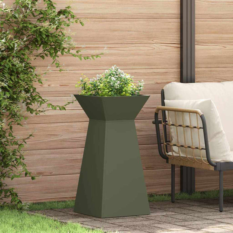 Load image into Gallery viewer, Vidaxl pilaar plantenbak 2 pcs olijfgroen 35 x 35 x 73 cm
