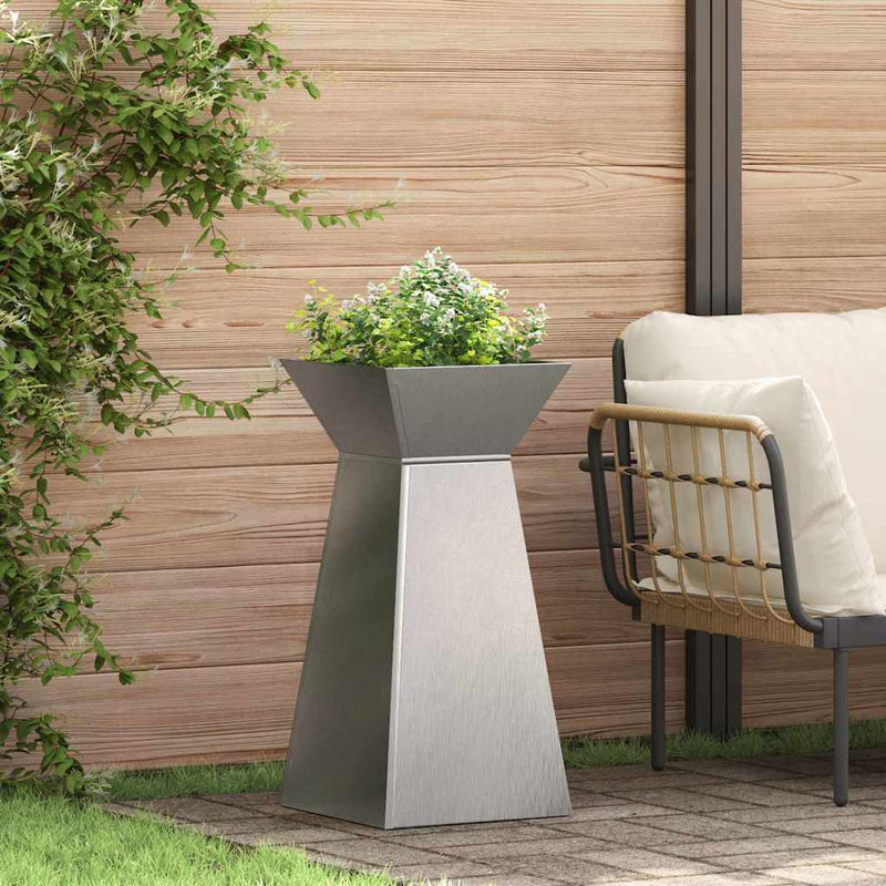 Load image into Gallery viewer, Vidaxl pilaar plantenbak 2 pcs zilver 35 x 35 x 73 cm
