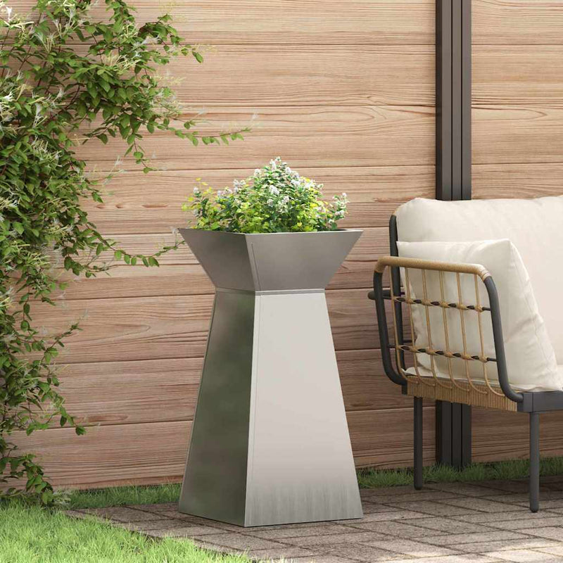 Load image into Gallery viewer, Vidaxl pilaar plantenbak 2 pcs zilver 35 x 35 x 73 cm
