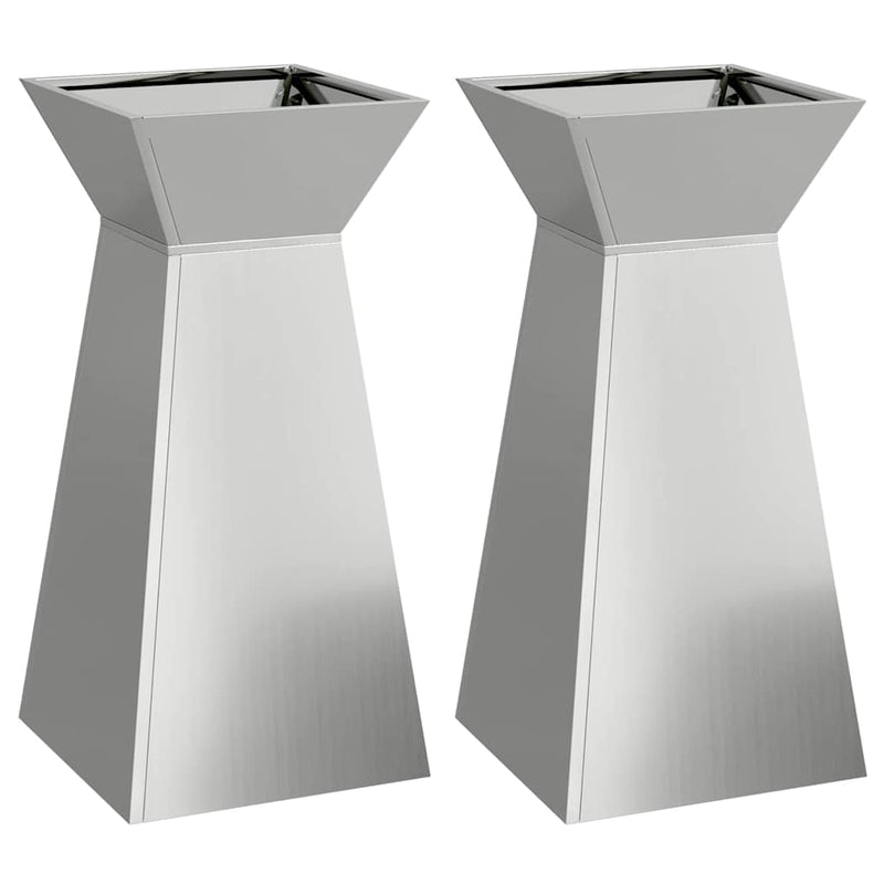 Load image into Gallery viewer, Vidaxl pilaar plantenbak 2 pcs zilver 35 x 35 x 73 cm
